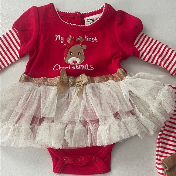 Red and White Christmas Baby Outfit 0-3month cute little Christmas dress - Picture 3 of 5